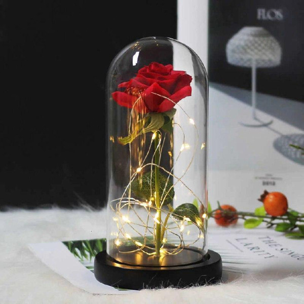 Роза в колбе с LED подсветкой (маленькая)