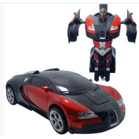 Машинка Трансформер Bugatti Robot Car Size 18 Красная