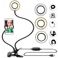 Кольцевая лампа на прищепке подсветка с гибким держателем для телефона Stream Professional