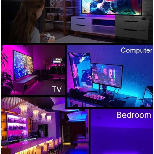 RGB светодиодная лента 5050, комплект 5 метров, питание от USB