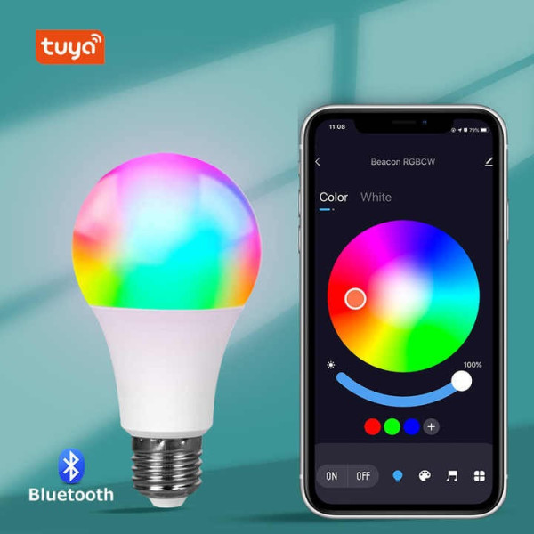 Умная лампочка Tuya E27 LED Bluetooth RGB Color & White