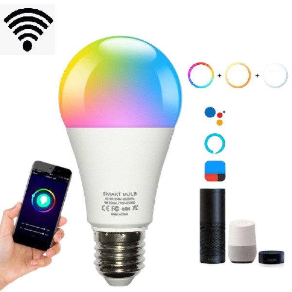 Умная лампочка Tuya LED по WiFi удаленно + Bluetooth (9W, 16 млн цветов)