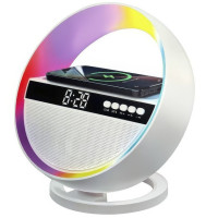 Аккумуляторный ночник-Bluetooth колонка с часами, быстрой зарядкой и RGB подсветкой G5 Ночник-колонка