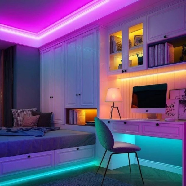 Силиконовая RGB LED лента 2 м, декоративная, 12V, с Wi-Fi синхронизацией музыки