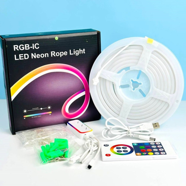 Силиконовая RGB LED лента 2 м, декоративная, 12V, с Wi-Fi синхронизацией музыки