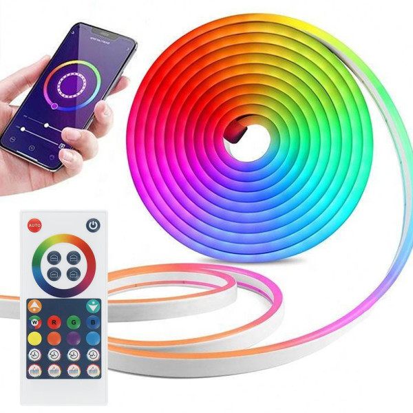 Силиконовая RGB LED лента 2 м, декоративная, 12V, с Wi-Fi синхронизацией музыки