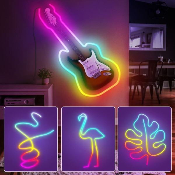 Силиконовая RGB LED лента 2 м, декоративная, 12V, с Wi-Fi синхронизацией музыки