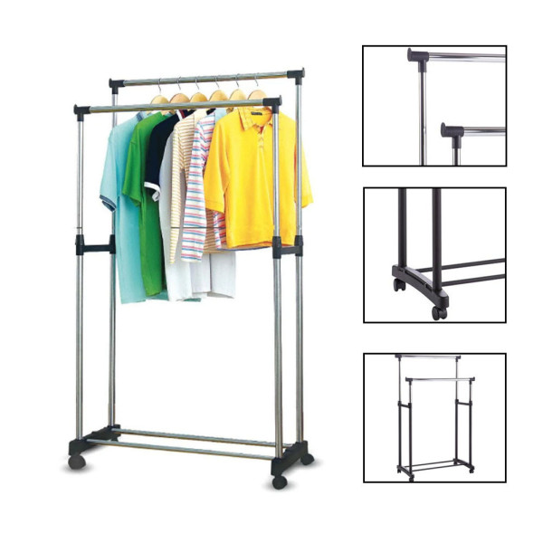Телескопическая стойка-вешалка для одежды и обуви Double Pole Clothes Horse