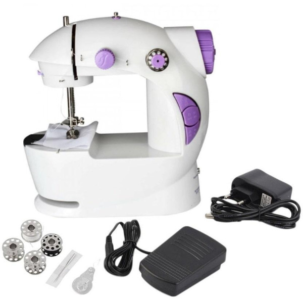 Швейная мини машинка портативная Sewing Machine SM-201A 4 в 1 с педалью и адаптером питания