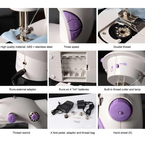 Швейная мини машинка портативная Sewing Machine SM-201A 4 в 1 с педалью и адаптером питания