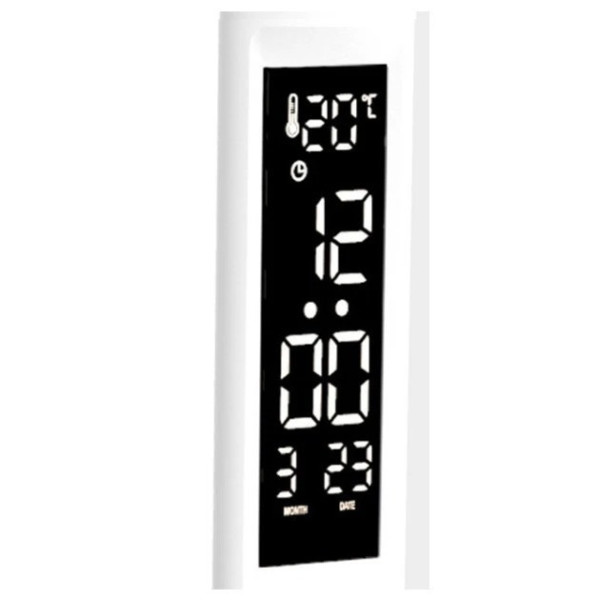 LED настольная лампа с аккумулятором, часами и термометром 868S White