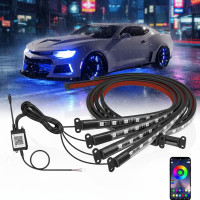 Светодиодная подсветка дна автомобиля Bluetooth RGB 12V, 2 ленты по 90 и 120 см