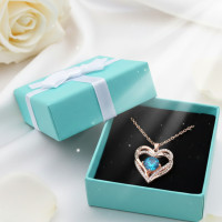 Женское ожерелье с кулоном в форме сердца Heart Love, с голубым циркониевым камнем, золотое