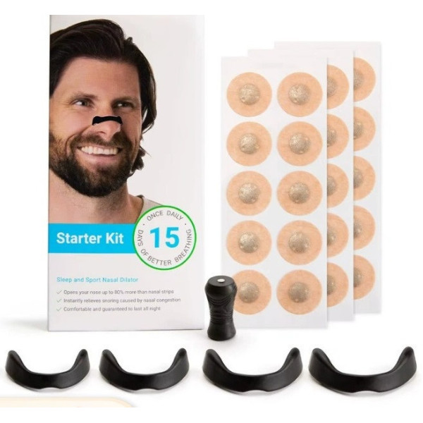 Магнитный расширитель для носа Nasal Dilator от храпа 15 пар / Cиликоновый зажим для носа Черный