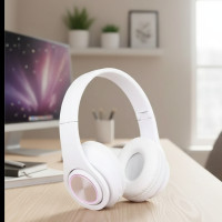 Беспроводные наушники B39 с подсветкой RGB с микрофоном Bluetooth гарнитура Black/White