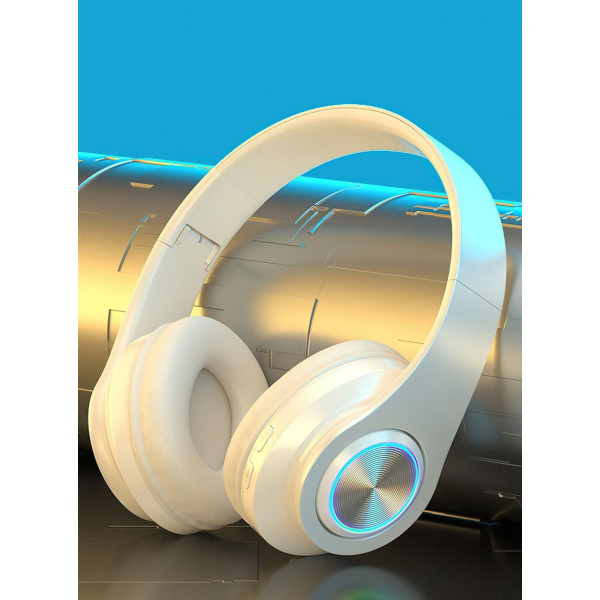 Беспроводные наушники B39 с подсветкой RGB с микрофоном Bluetooth гарнитура Black/White