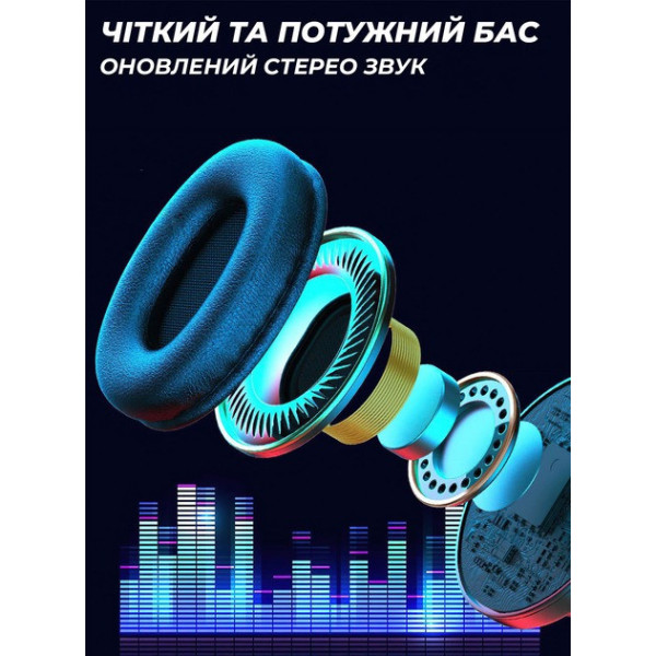 Беспроводные наушники B39 с подсветкой RGB с микрофоном Bluetooth гарнитура Black/White