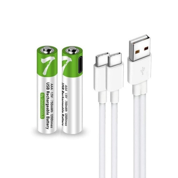 Комплект батарейки AAA 2 шт с разъемом USB Type-C от Smartoools на 1.5V/750mWh