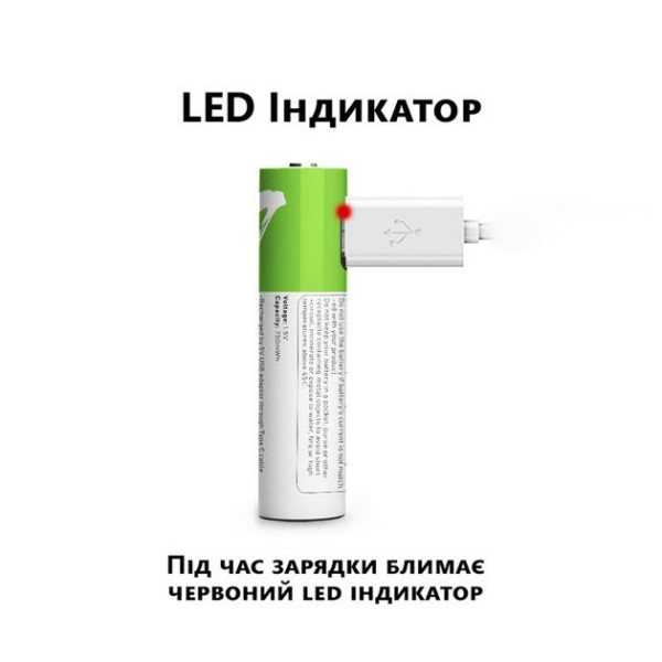 Комплект батарейки AAA 2 шт с разъемом USB Type-C от Smartoools на 1.5V/750mWh