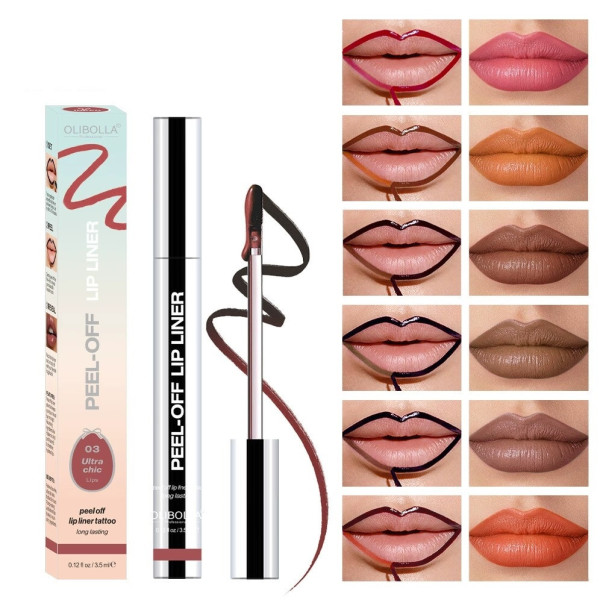 Помада подводка для губ, Матовый пилинг-гель для губ Peel-Off Lip Liner 00/02 Red Brown оттенок