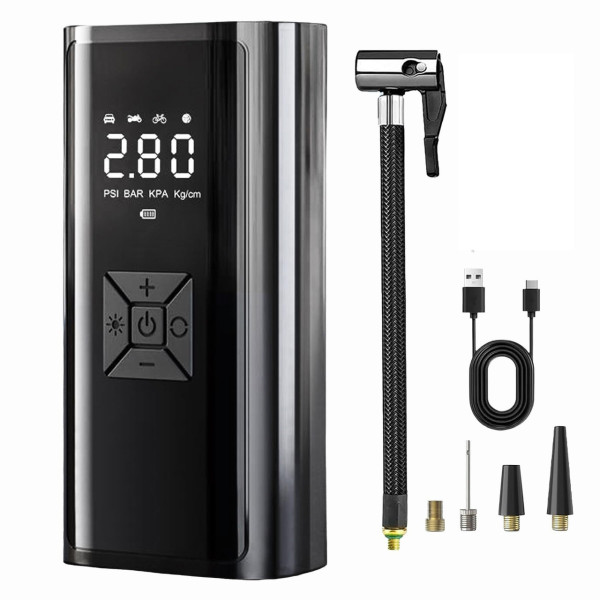 Портативный Аккумуляторный компрессор для шин LED дисплей с функцией Power Bank и фонариком 6000 mAh