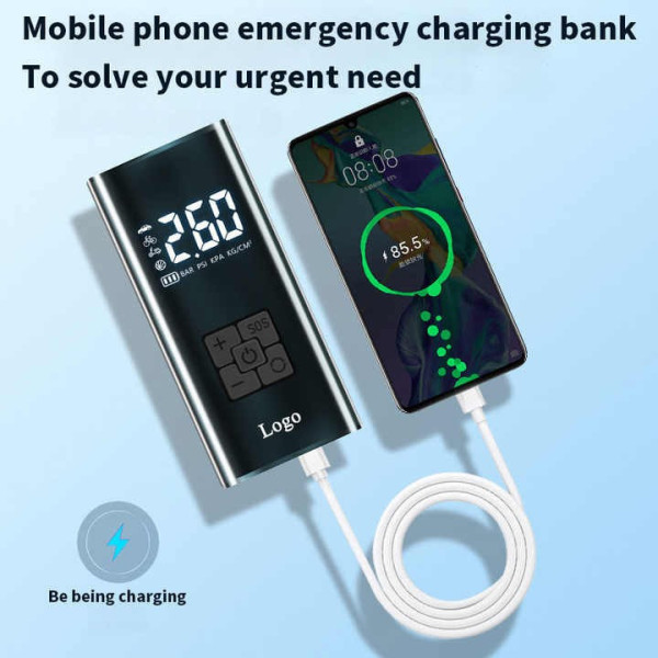Портативный Аккумуляторный компрессор для шин LED дисплей с функцией Power Bank и фонариком 6000 mAh