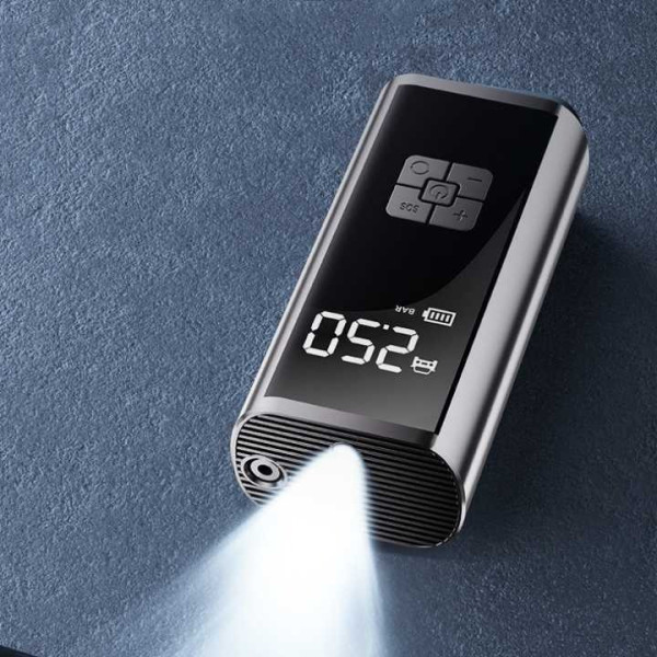 Портативный Аккумуляторный компрессор для шин LED дисплей с функцией Power Bank и фонариком 6000 mAh