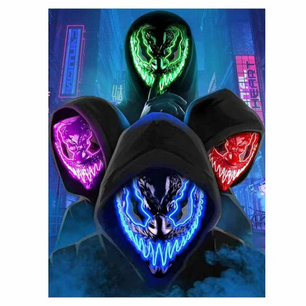 Маска Веном с подсветкой Aurora Venom неон Синяя
