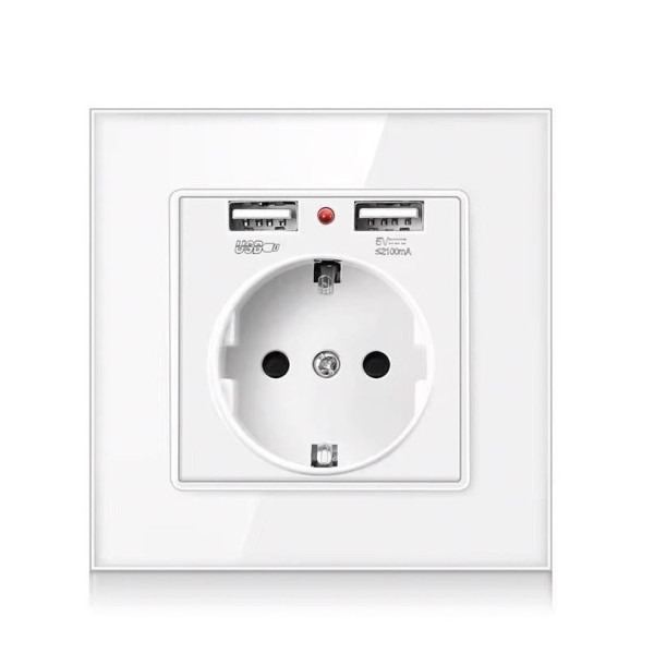 Розетка SIXWGH с заземлением и 2 USB-портами WH034W