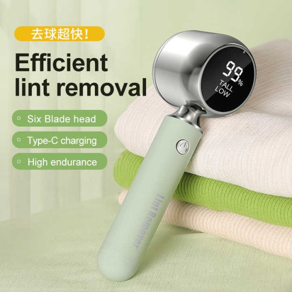 Машинка аккумуляторная для удаления катышек с индикатором заряда Lint Remover Зеленая/ Белая