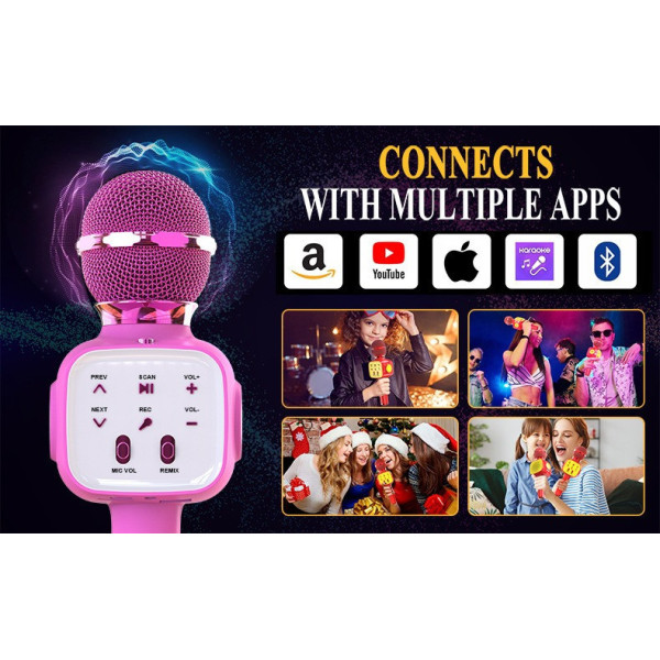 Беспроводной микрофон караоке bluetooth Q8 для детей 4 цвета