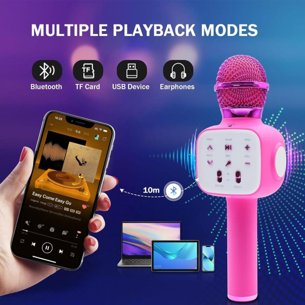 Беспроводной микрофон караоке bluetooth Q8 для детей 4 цвета