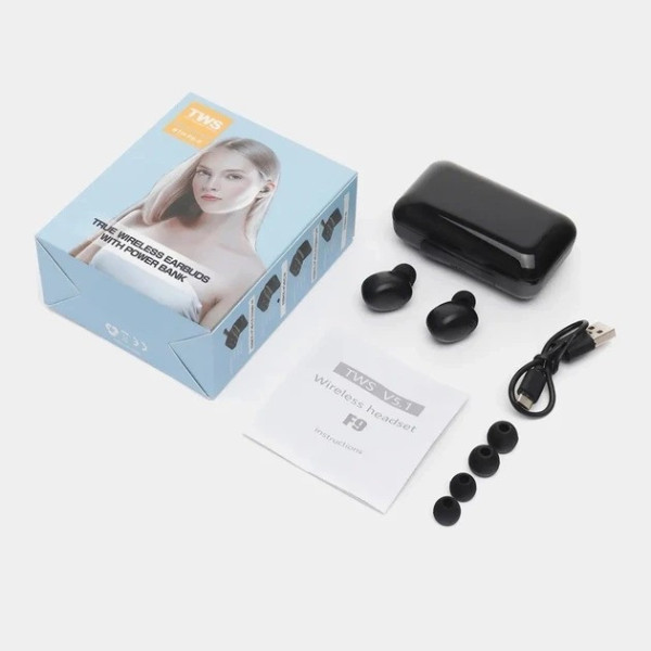 Беспроводные наушники с функцией повербанк, 2000мАч, TWS BTH-F9-5 / Bluetooth наушники
