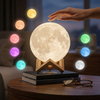 Ночник Луна 13 см 3D Magic Moon Light Touch Control Белый настольний сенсорный светильник