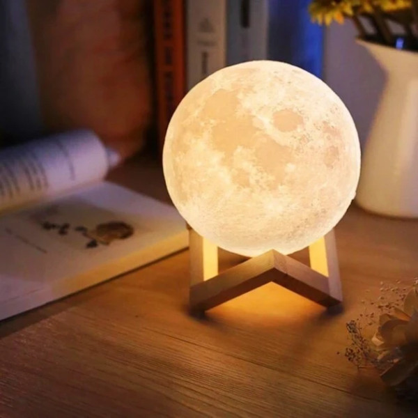 Ночник Луна 13 см 3D Magic Moon Light Touch Control Белый настольний сенсорный светильник