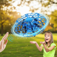 Летающий спинер Flying Fidget Spinner с подсветкой синий
