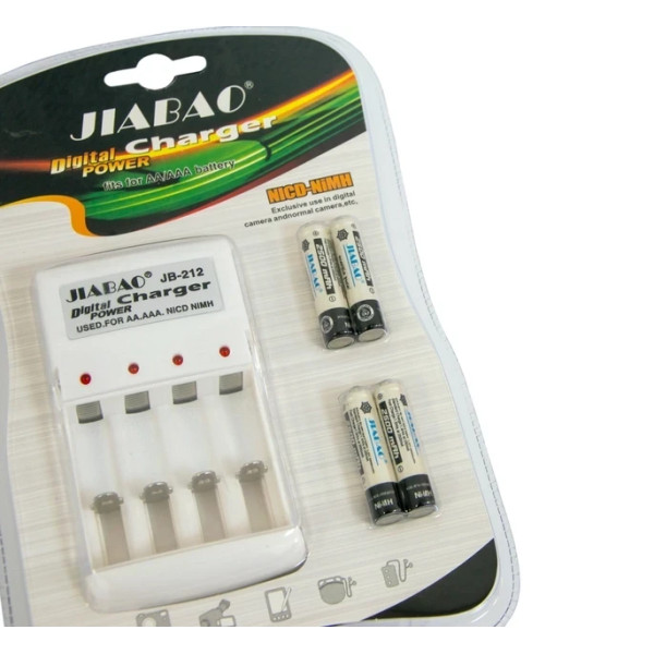 Зарядное устройство аккумуляторных батарей JIABAO JB-212 + аккумуляторы 4 шт. AAA