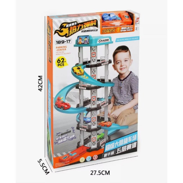 Детская гоночная трасса-парковка Childrens Rail Ca / Набор Игрушечный трек с машинками на 62 детали