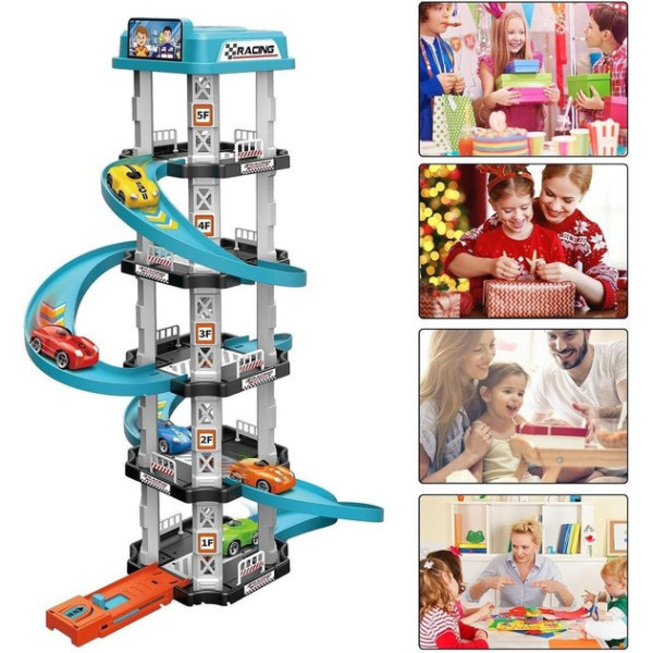 Детская гоночная трасса-парковка Childrens Rail Ca / Набор Игрушечный трек с машинками на 62 детали