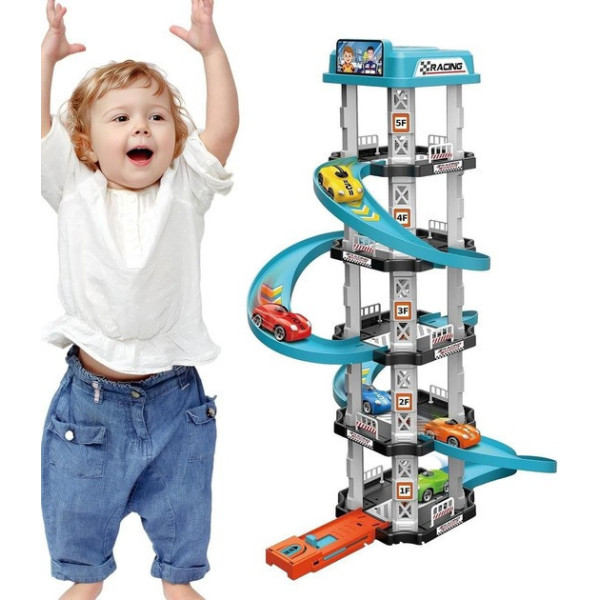 Детская гоночная трасса-парковка Childrens Rail Ca / Набор Игрушечный трек с машинками на 62 детали
