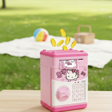 Игрушечный детский сейф копилка Hello Kitty с кодовым замком розовый