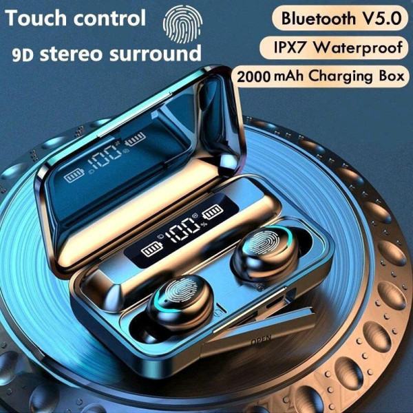 Беспроводные сенсорные наушники TWS F9 V5.1 с цифровым зарядным PowerBank