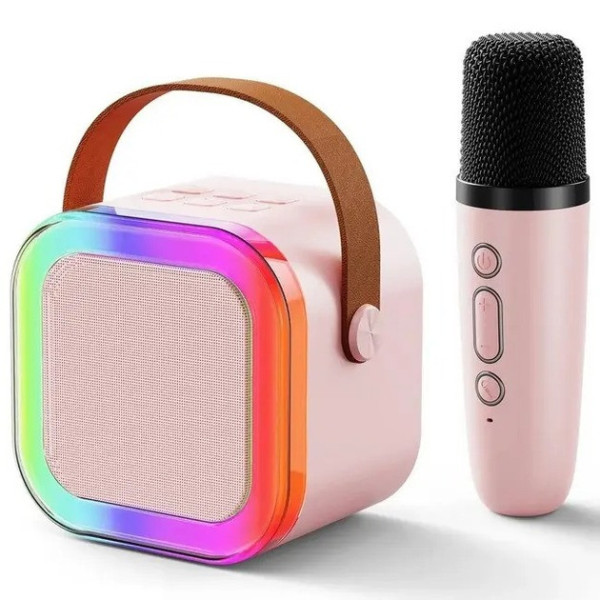Караоке колонка с RGB подсветкой Детский микрофон K1 для караоке с Bluetooth-колонкой и LED-подсветкой