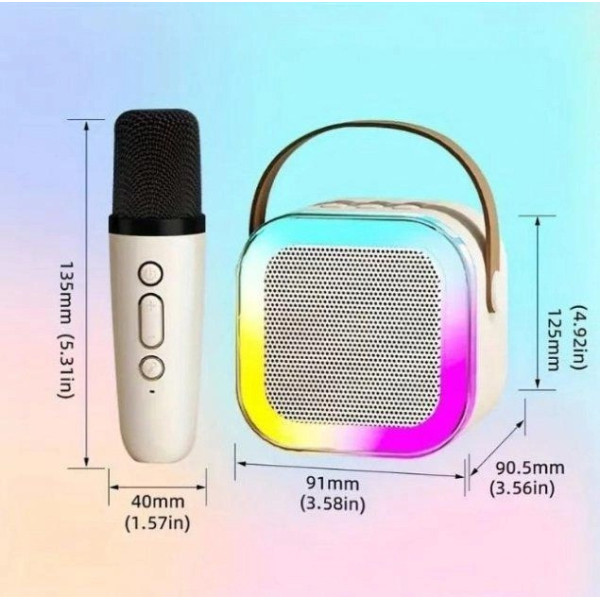 Караоке колонка с RGB подсветкой Детский микрофон K1 для караоке с Bluetooth-колонкой и LED-подсветкой