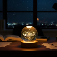 Ночник "Хрустальный шар" с 3D моделью солнечной системы, USB Декоративный светильник хрустальный шар