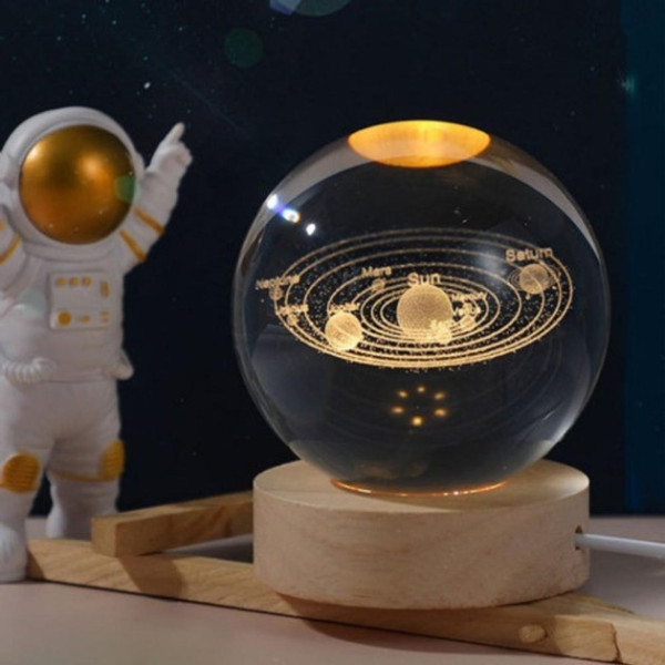 Ночник "Хрустальный шар" с 3D моделью солнечной системы, USB Декоративный светильник хрустальный шар