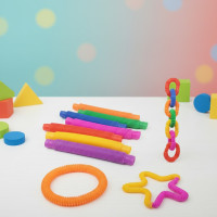 Пластиковые эластичные трубы Антистрессовые игрушки S Fidget Pop Tube, набор из 12 пластиковых эластичных труб