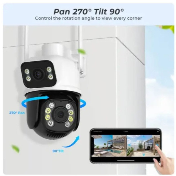 Поворотная WIFI камера наблюдения Besder A8BQ 4MP с 2 объективами / Беспроводная уличная камера