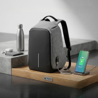Городской рюкзак антивор Bobby Bag 9008 + USB порт и выход для наушников черно-серый