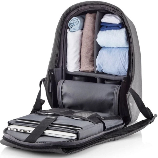 Городской рюкзак антивор Bobby Bag 9008 + USB порт и выход для наушников черно-серый